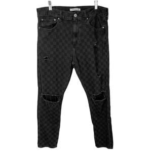 PACSUN Men's SLIM TAPER Jeans RIPPED Black Size 34x32